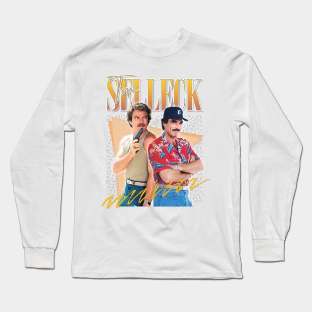 Tom Selleck --- 80s Aesthetic Design Long Sleeve T-Shirt by DankFutura